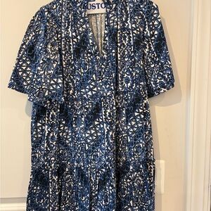 Blue and White Patterned Dress